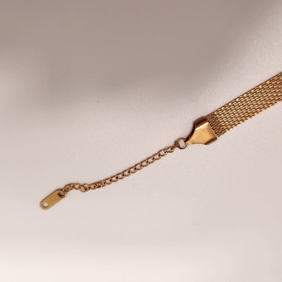 New mesh bracelet with flower and clover designer inspired18K gold plated - Picture 9 of 10